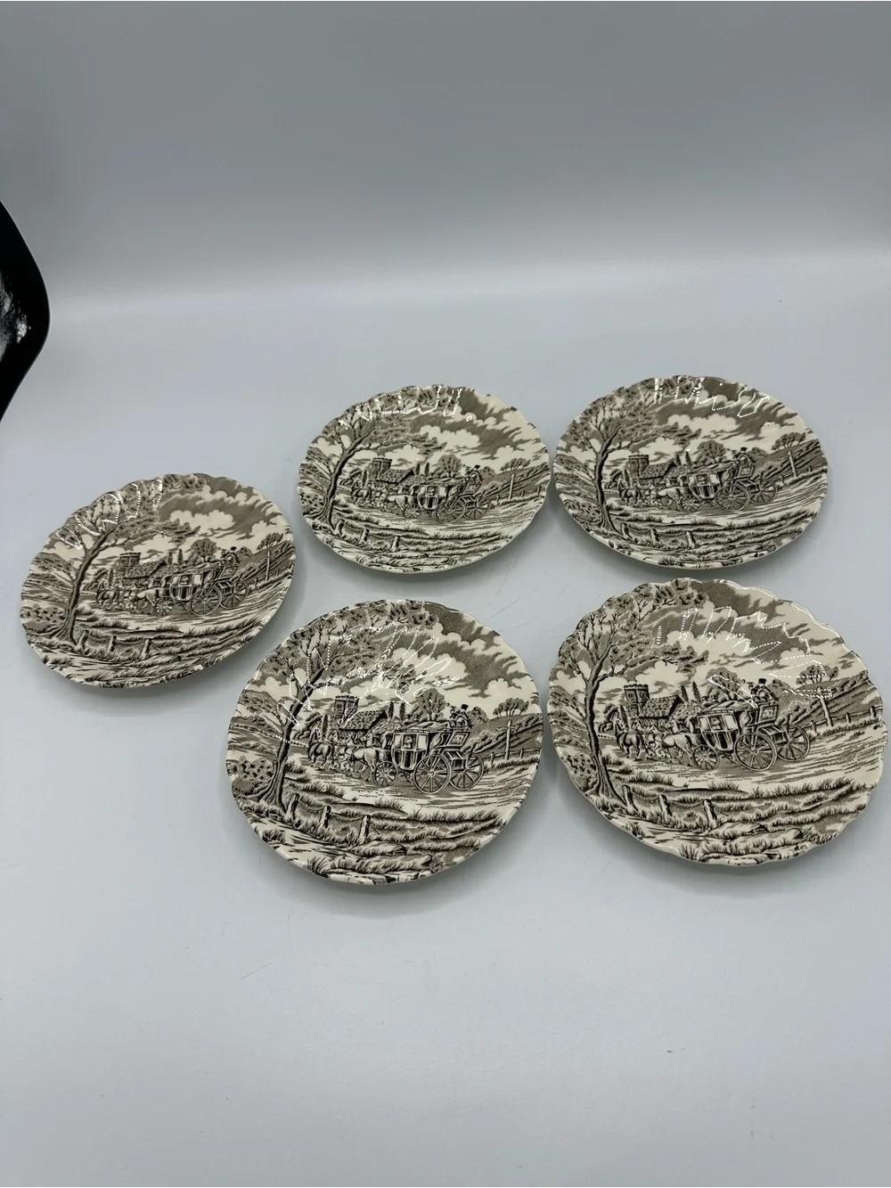 Vtg Myott Royal Mail Brown Saucer Plates 5 1/2